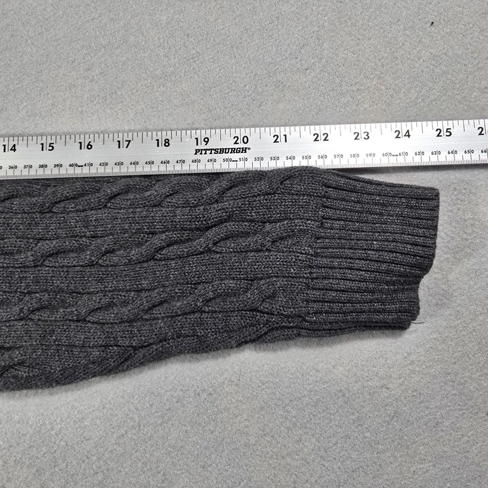 Old Navy Mens Large Gray Sweater 1/4 Zip Pullover Cable Knit Cotton Mock Neck